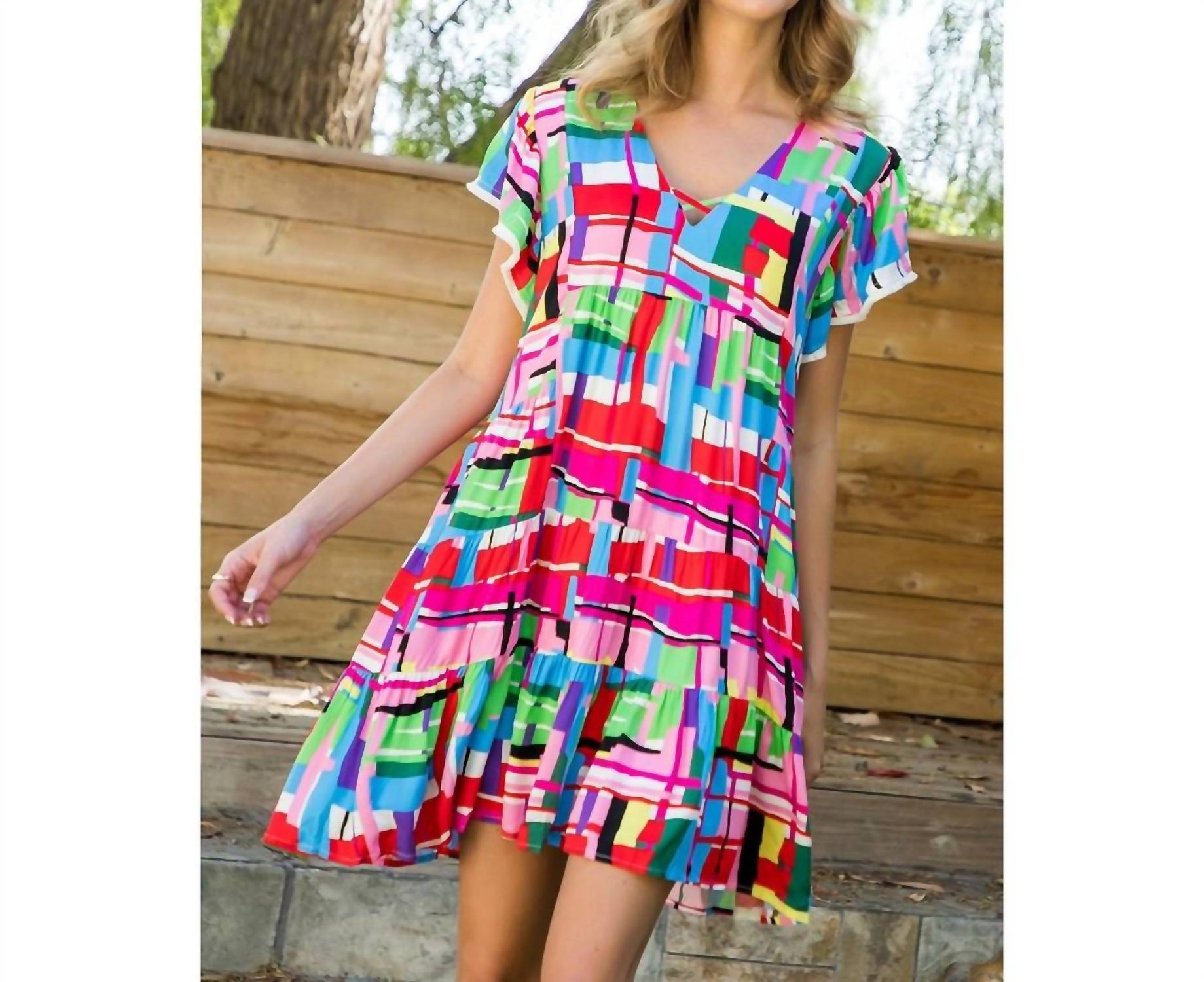 Thml - Multi Color Pattern Flutter Sleeve Dress