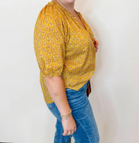 DEAR JOHN DENIM Costa Top in marigold calico - women's blouse - detail view