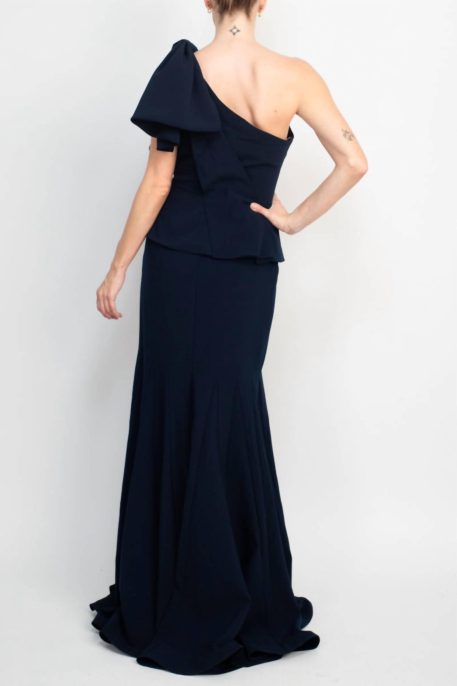 Jovani - One Shoulder Mermaid Trumpet Crepe Gown
