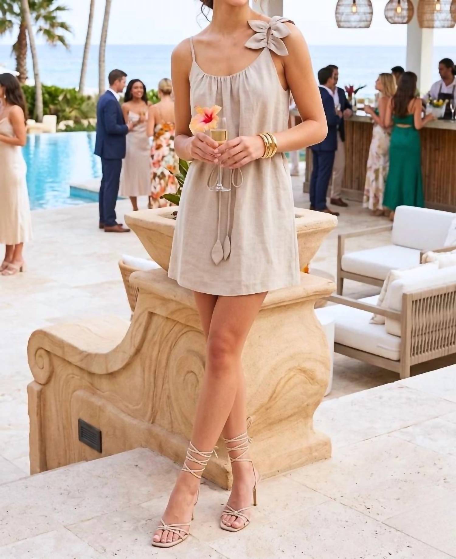 Naked Zebra - Emilia Flower Petal Linen Mini Dress