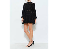 INA Fashion Delicate Lace-panel Flare Mini Dress in black - women's dress - view 6