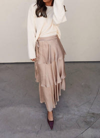 En Creme - Tiered Satin Maxi Skirt
