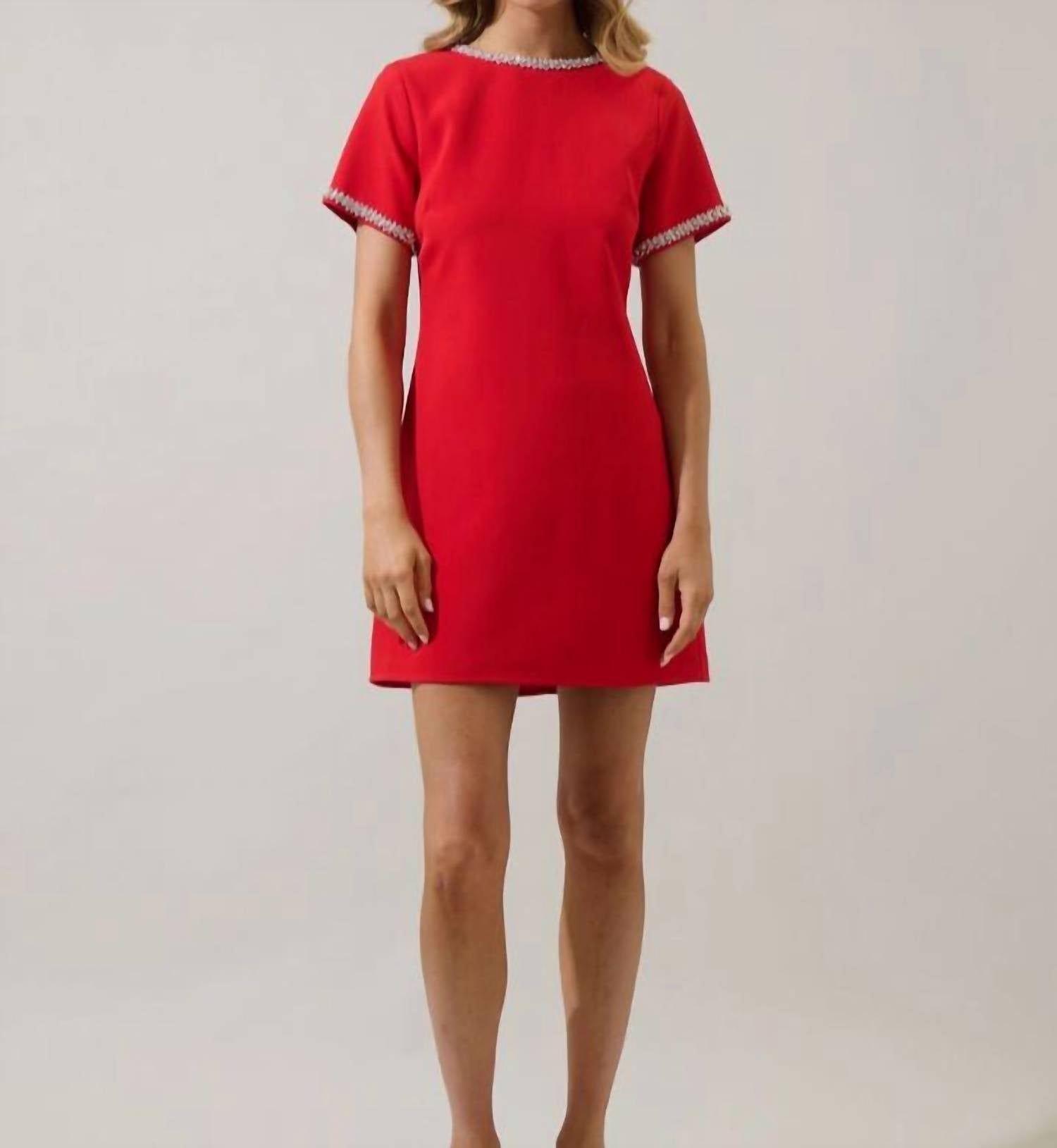 Sugarlips - Kaitlyn Rhinestone Shift Mini Dress