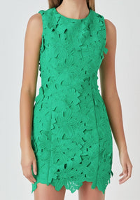 endless rose Floral Embroidered Mini Dress in kelly green - women's dress