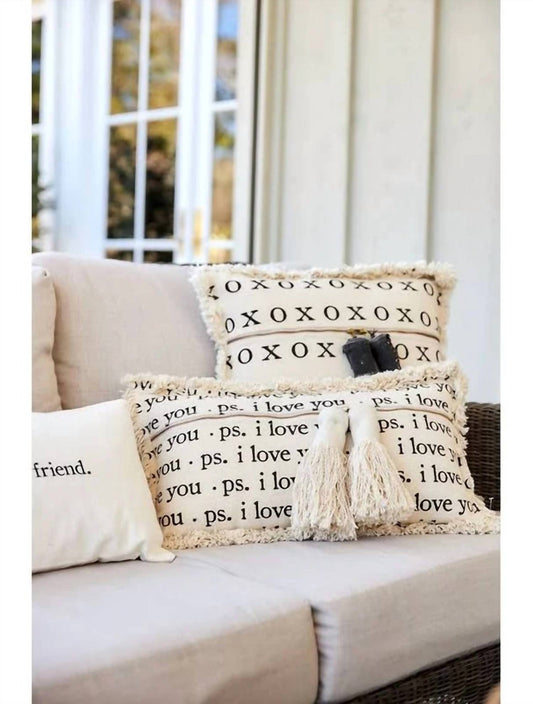 Mudpie - XOXO Dhurrie Tassel Pillow