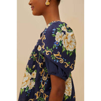 Farm Rio - Flower Tapestry Square Neck Yoke Blouse