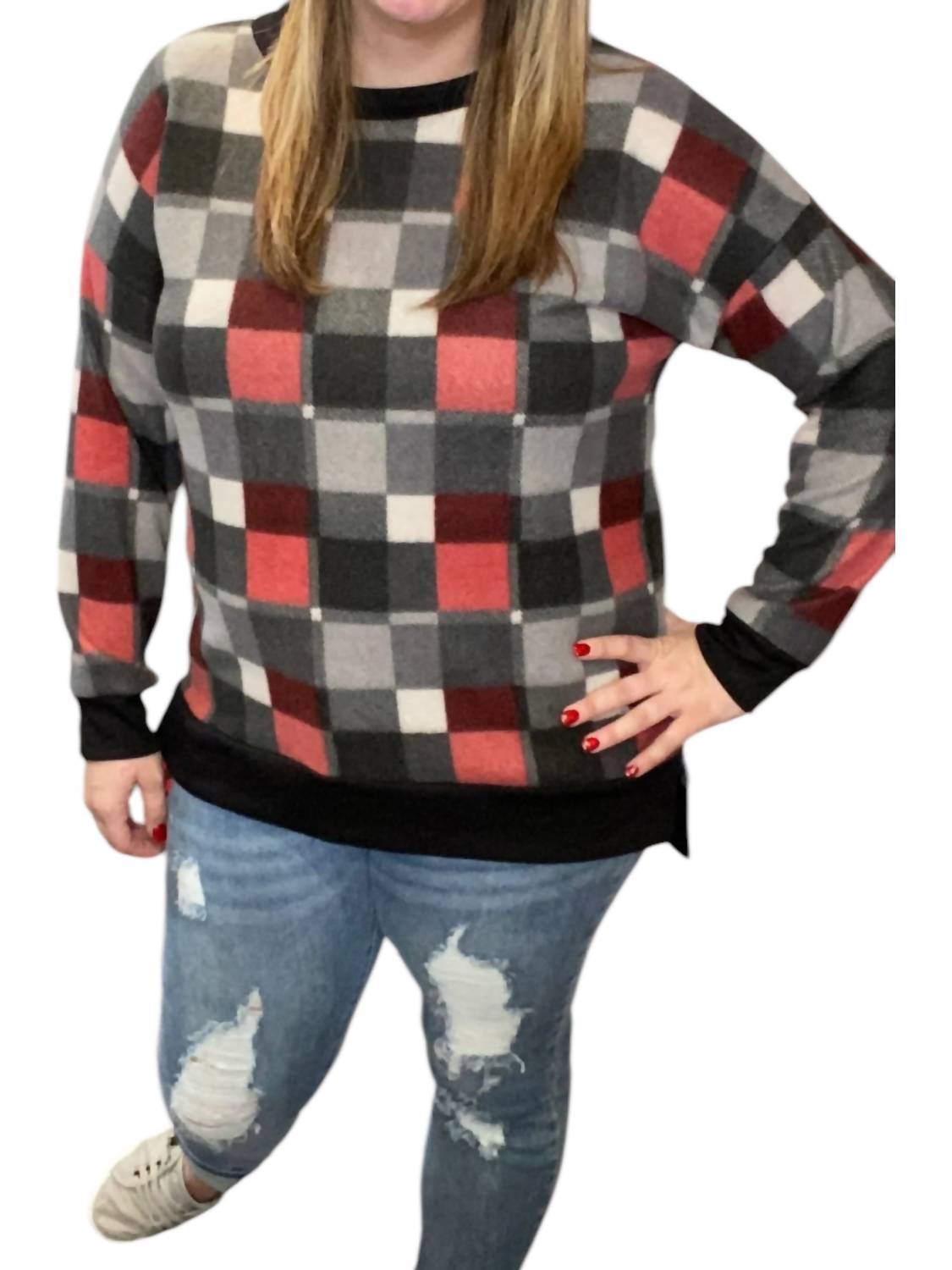 Honeyme - Plaid Sweater