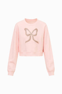 Loveshackfancy - Rylan Embellished Bow Fleece Pullover Sweater