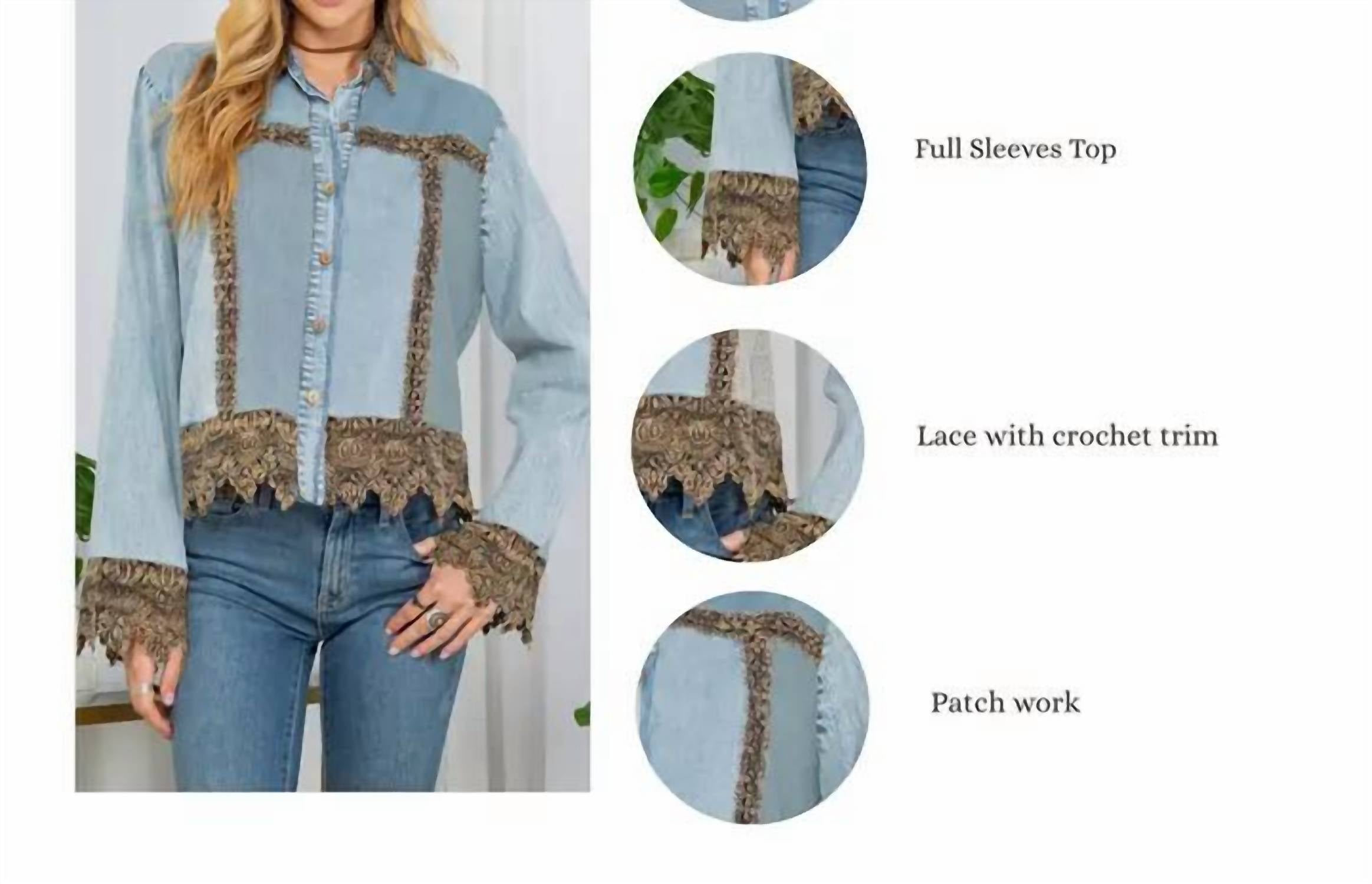 Young Threads - Ice-washed Denim Jacket With Lace