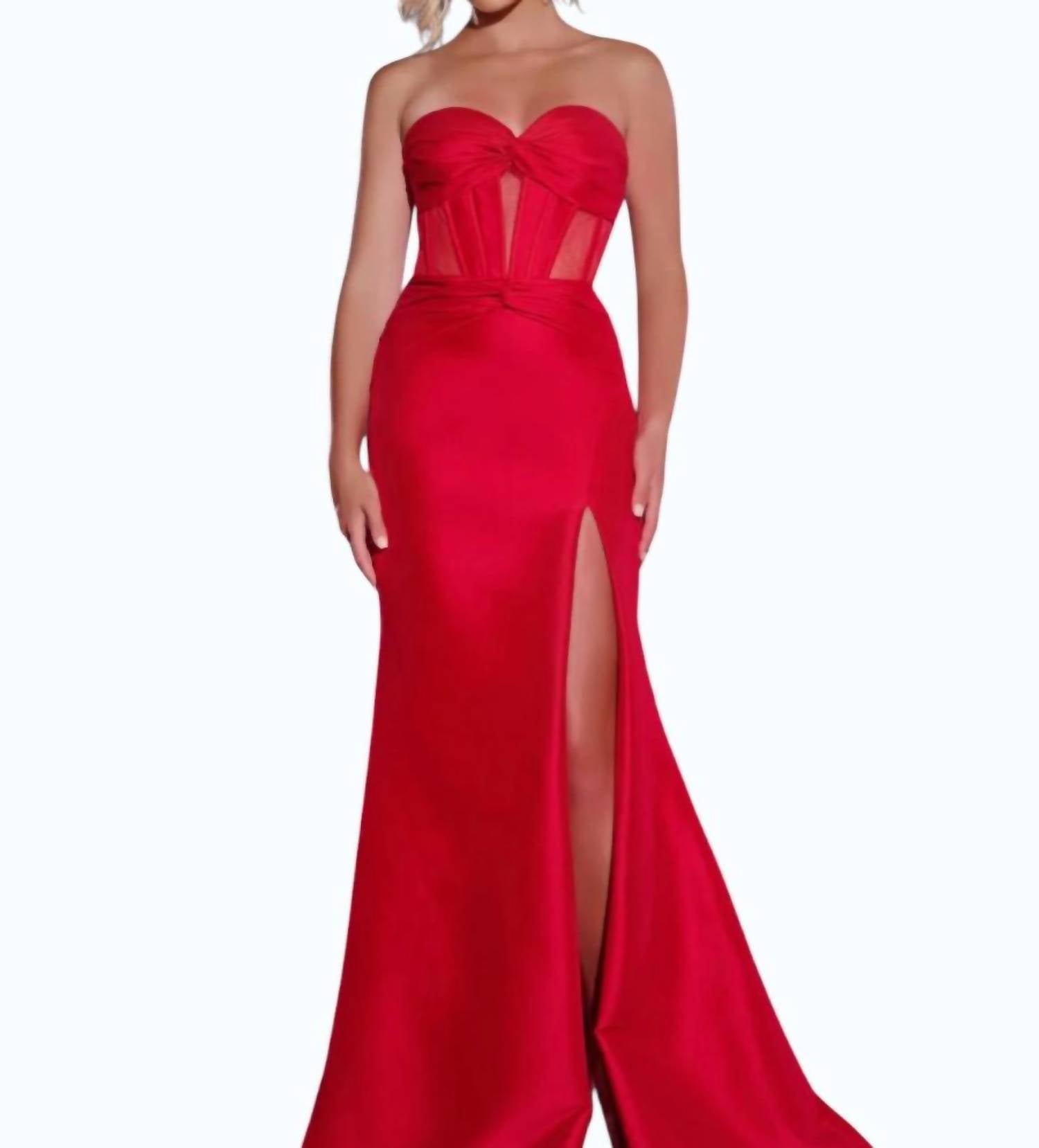 JOVANI Selena Long Formal Prom Dress in red - women's dress