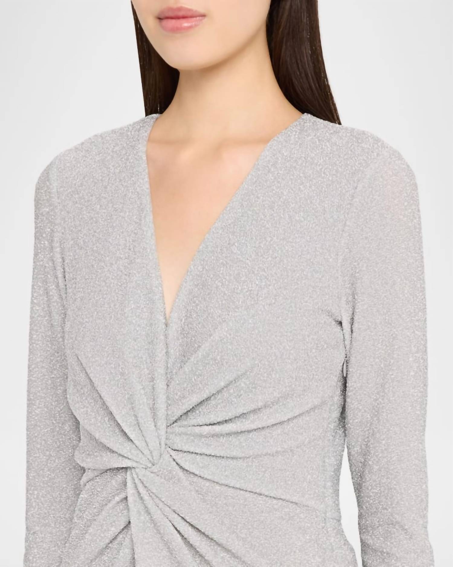 Prabal Gurung - Twist Front Long Sleeve Sparkle Dress