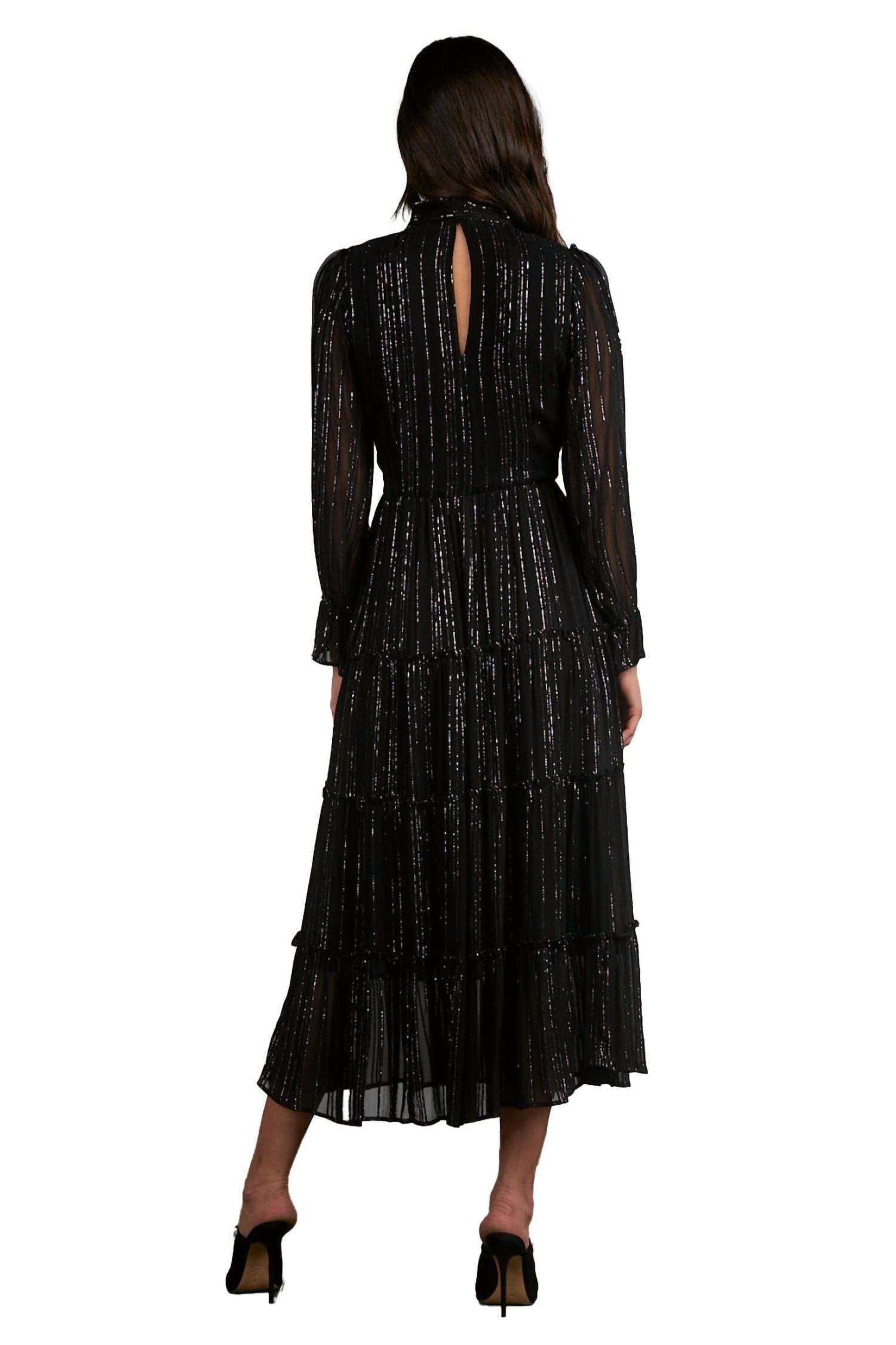 Shimmer Tie Neck Midi