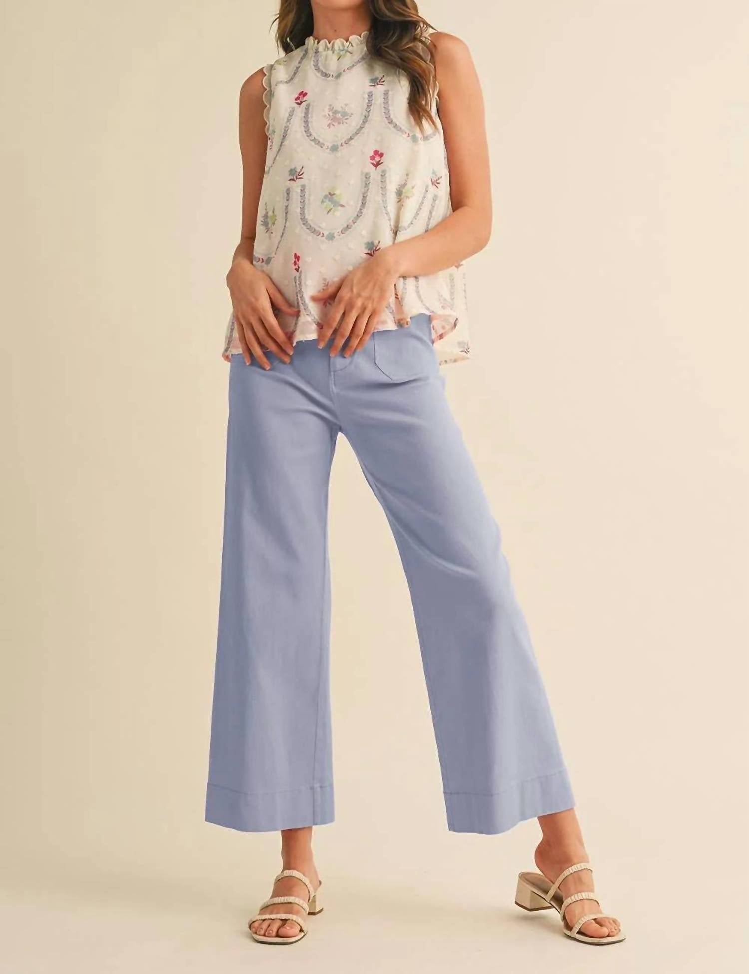 &Merci - High Waist Cropped Wide Leg Pants