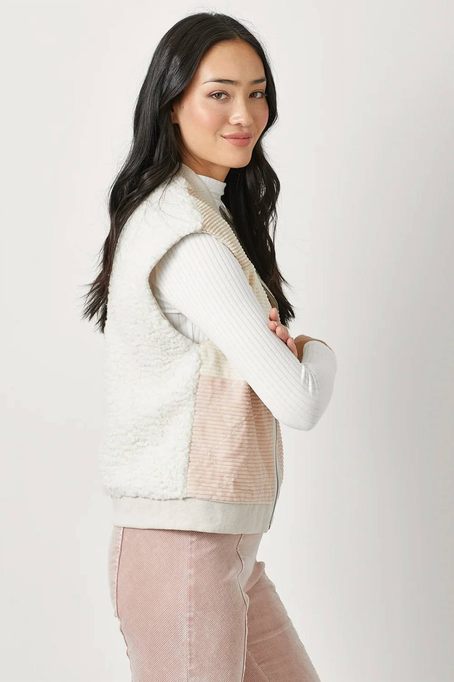 Mystree - Mixed Media Color Block Vest