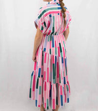 Entro - Mixed Stripes Midi Dress