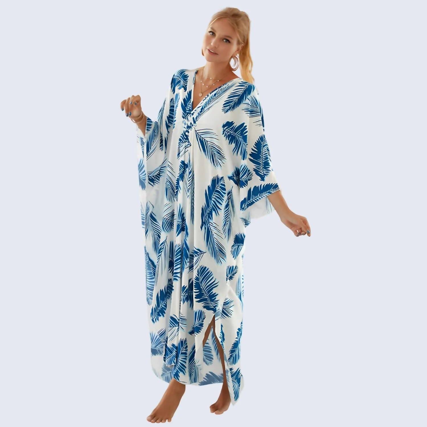 Miss Lavish London - Printed Cotton Blend Kaftan Dress