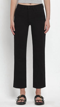 VERVET BY FLYING MONKEY High Rise Ankle Straight Jeans in jet black - women's jeans