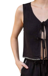 Caydn - Women's Lulu Tie Front V-neck Vest