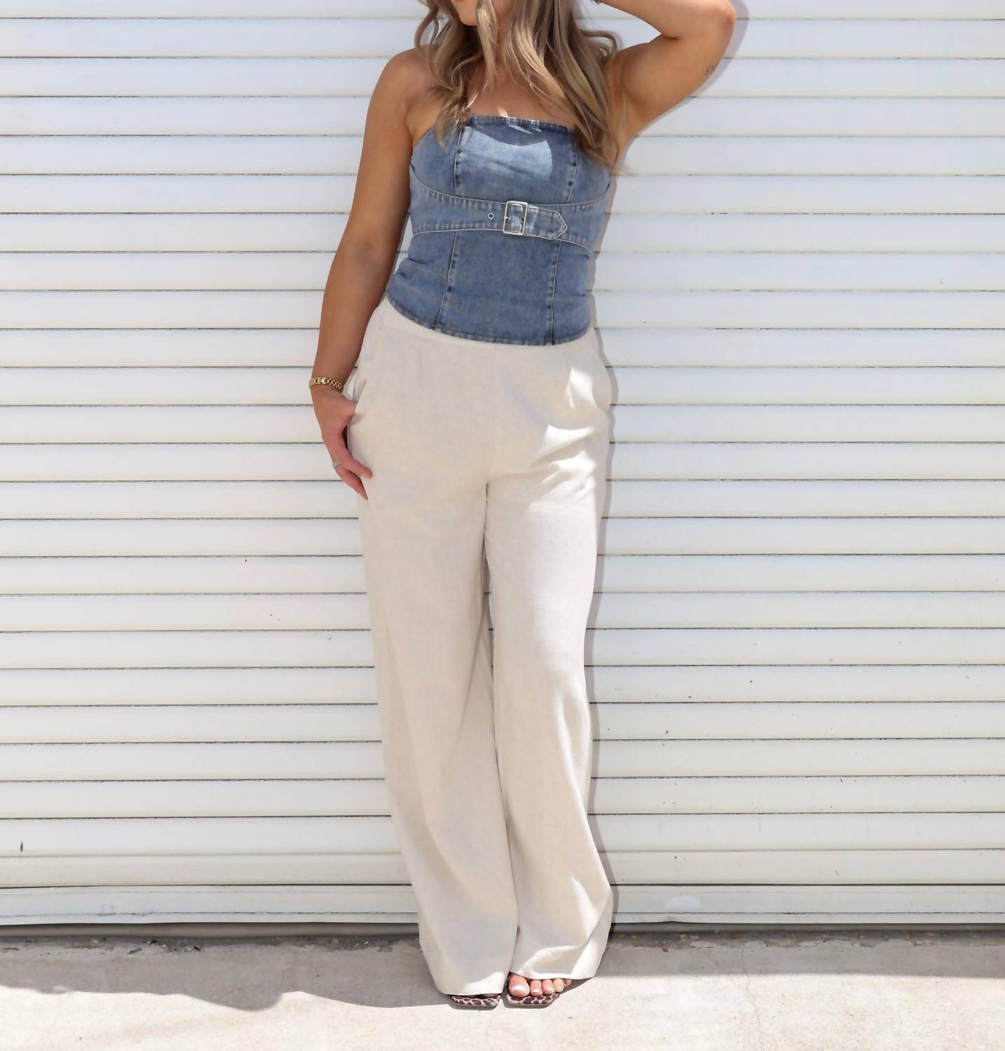 Emory Park - Buckle Up Denim Top