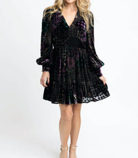 Karlie Geo Velvet Burn-Out Tier Dress in black - women's dress