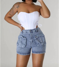 Good Time Usa - Keata Cargo Denim Shorts