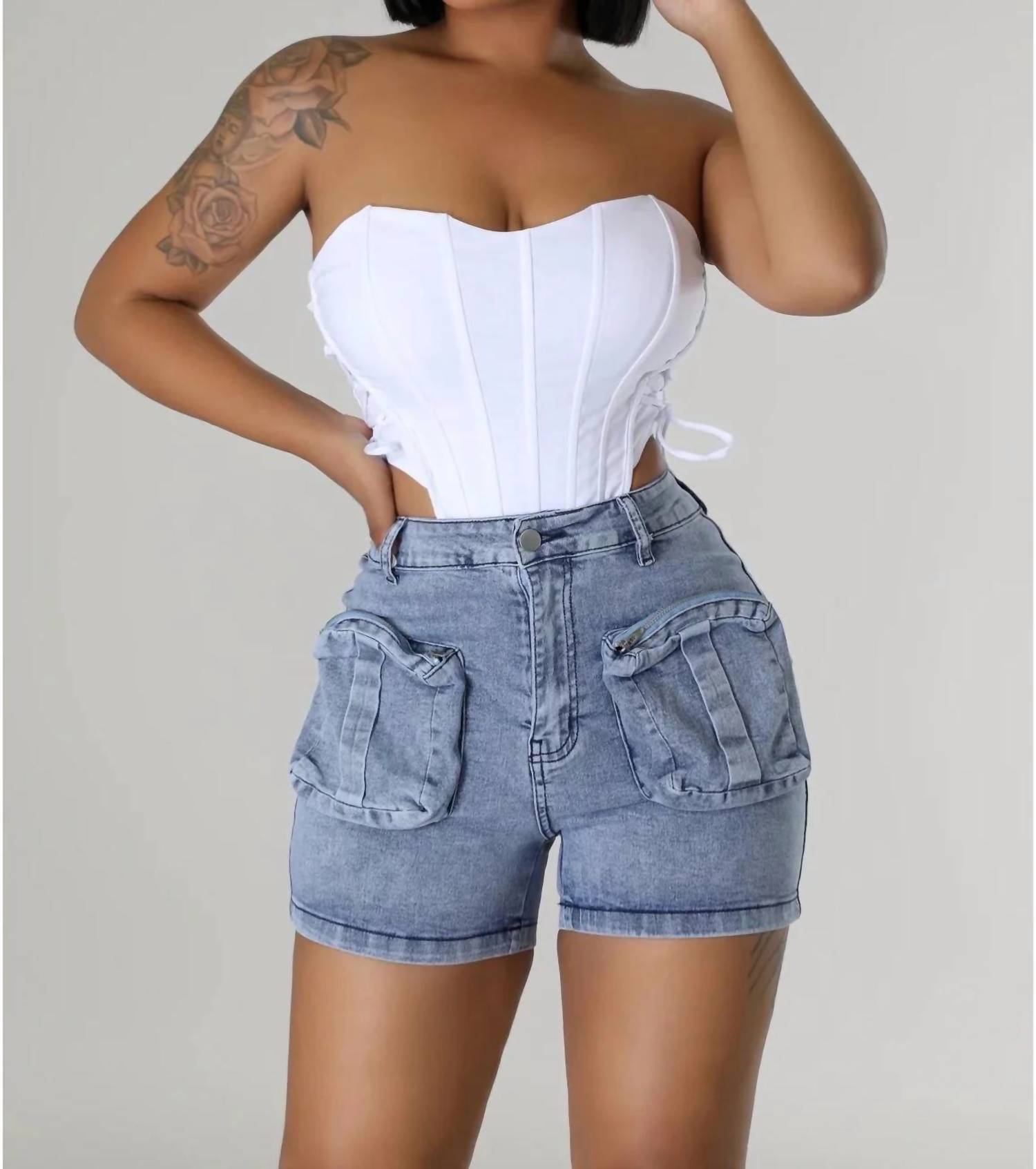 Good Time Usa - Keata Cargo Denim Shorts