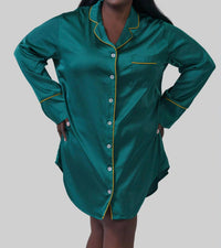 Kilo Brava - Satin Button Down Sleepshirt - Plus