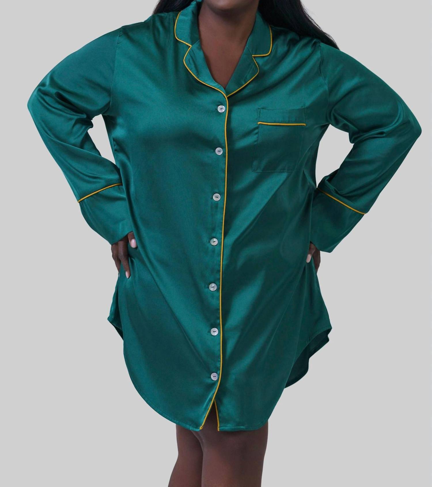 Kilo Brava - Satin Button Down Sleepshirt - Plus
