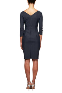 Alex Evenings - Women's Quarter Sleeves Surplice Bodice Sheath Dress