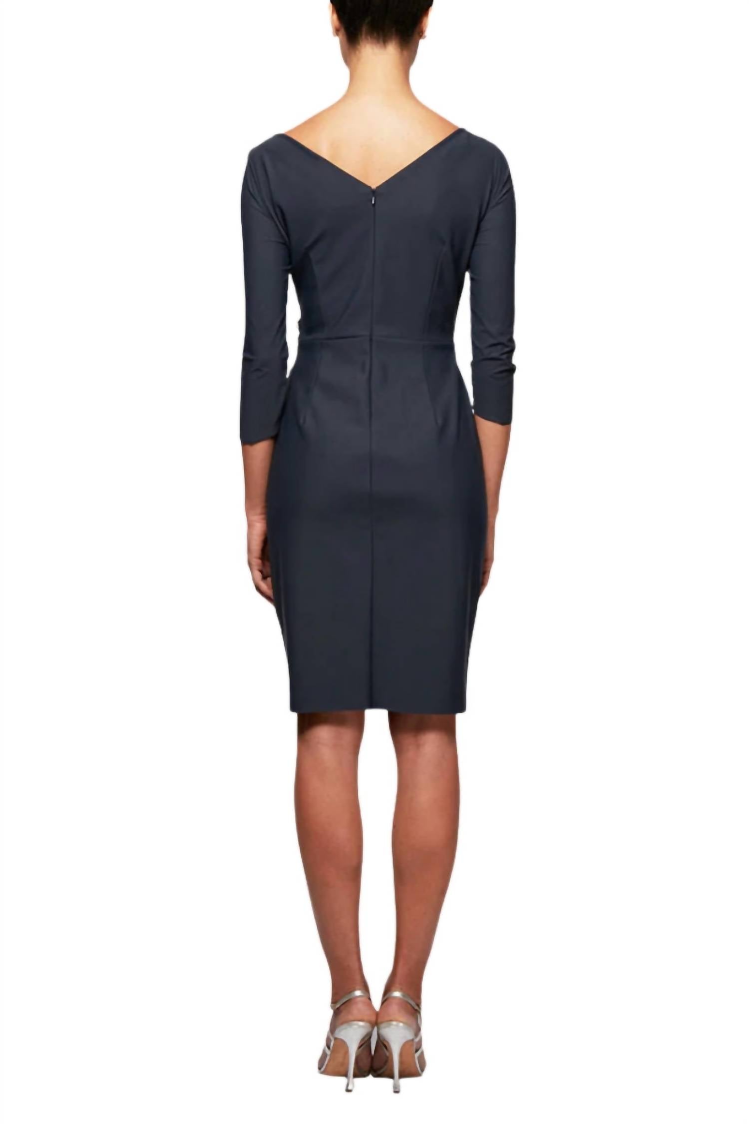 Alex Evenings - Women's Quarter Sleeves Surplice Bodice Sheath Dress