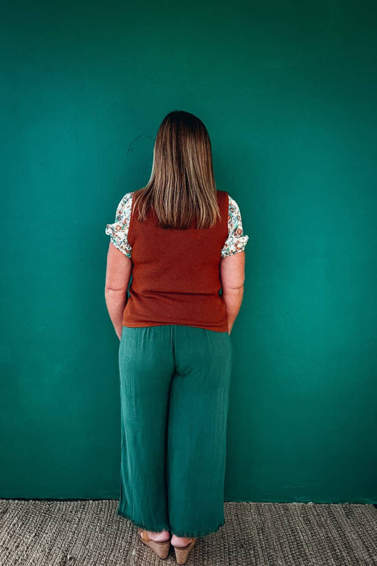 Umgee - Tabitha Wide Leg Cropped Linen Pants