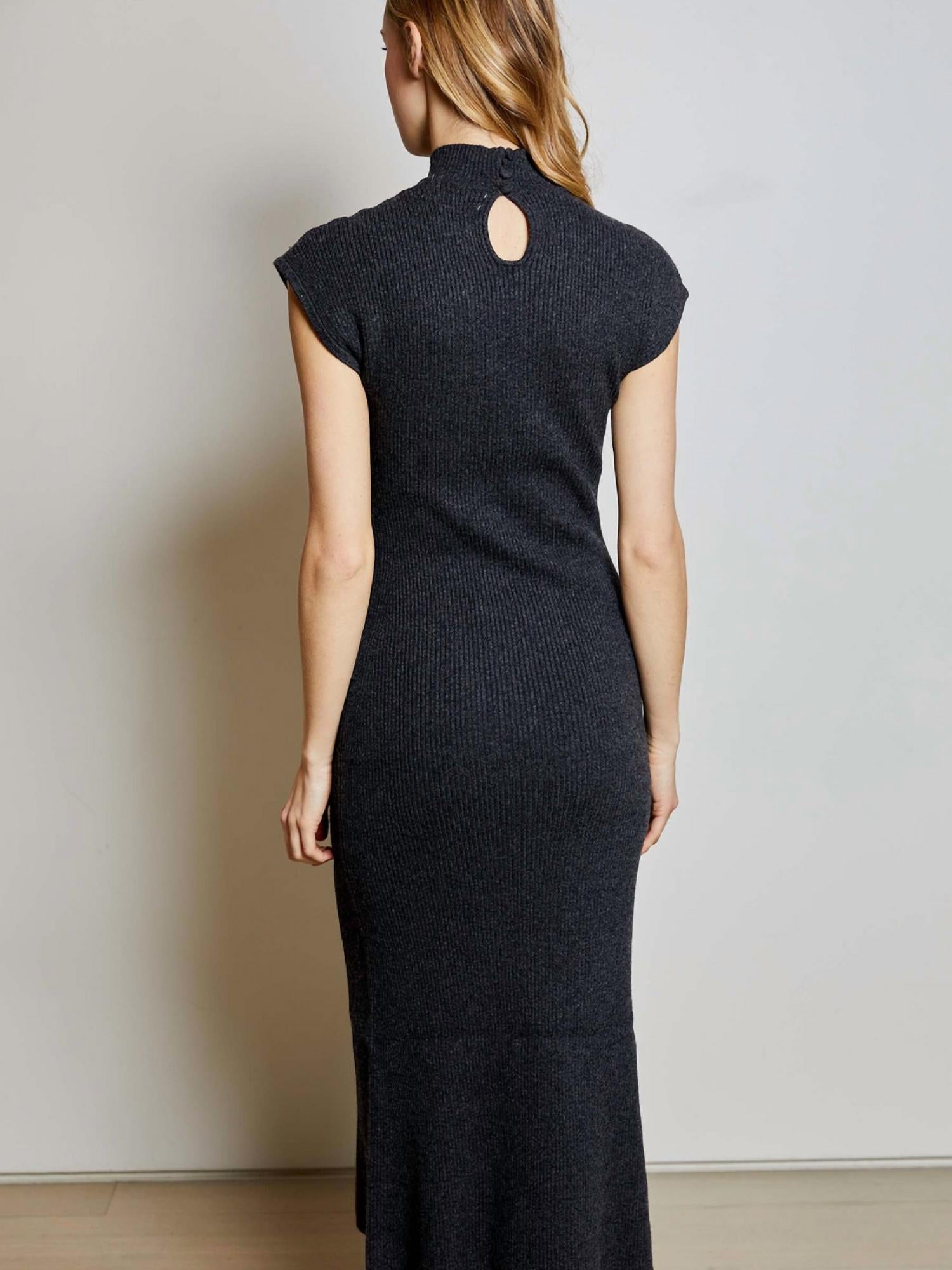 dh NEW YORK Bonnie Dress in jet black - women's dress - detail view