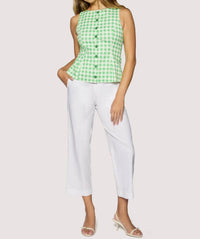 LOST + WANDER Willow Breeze Top in green check - women's blouse - alternate view