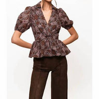hutch Fowler V Neck Top in black copper - women's blouse