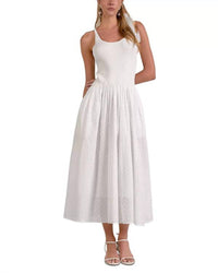 Elan - Eyelet Mix Media Maxi Dress