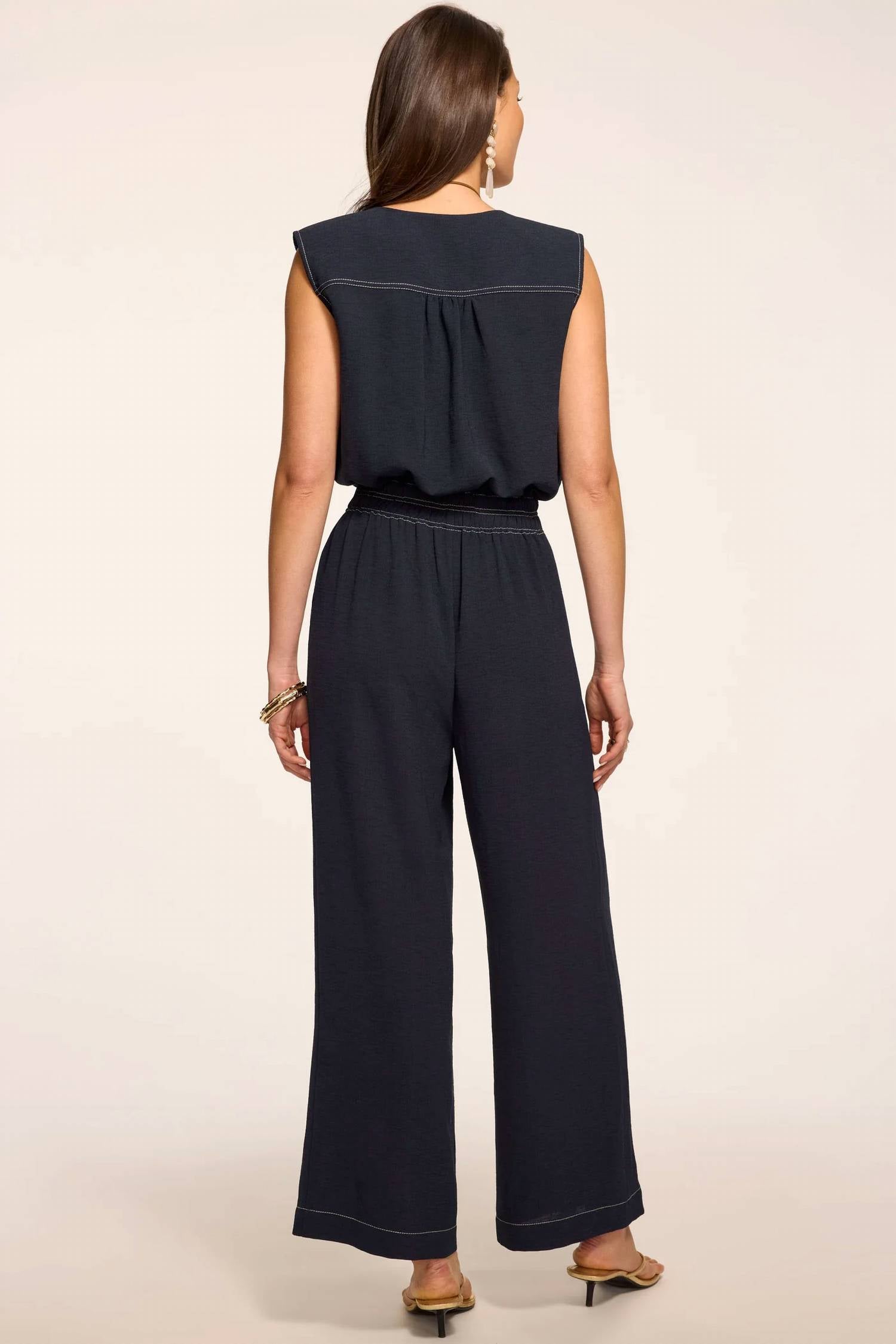 Ramy Brook - Astrid V-Neck Belted Sleeveless Textured Jumpsuit
