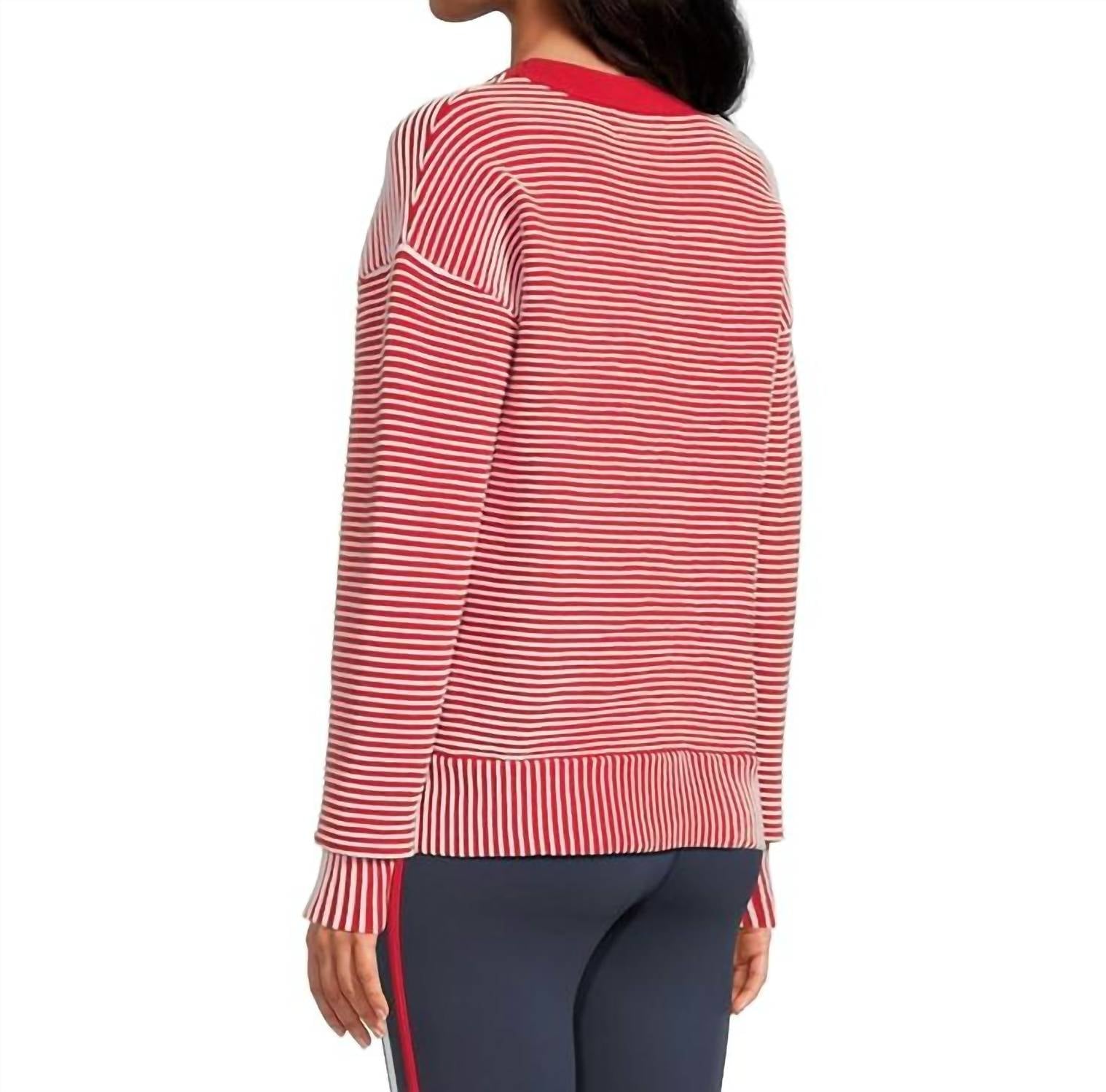 Beach Riot Occulus Crewneck Sweater in peppermint two tone - women's sweater - detail view