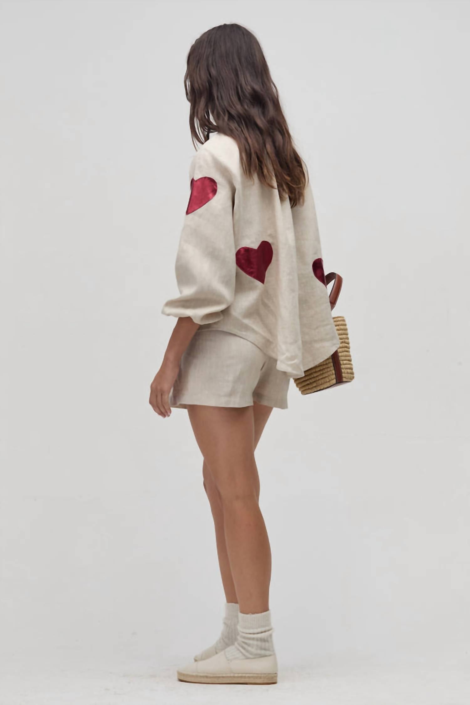 lanhtropy Cupid Shirt in beige - women's long sleeve top - detail view