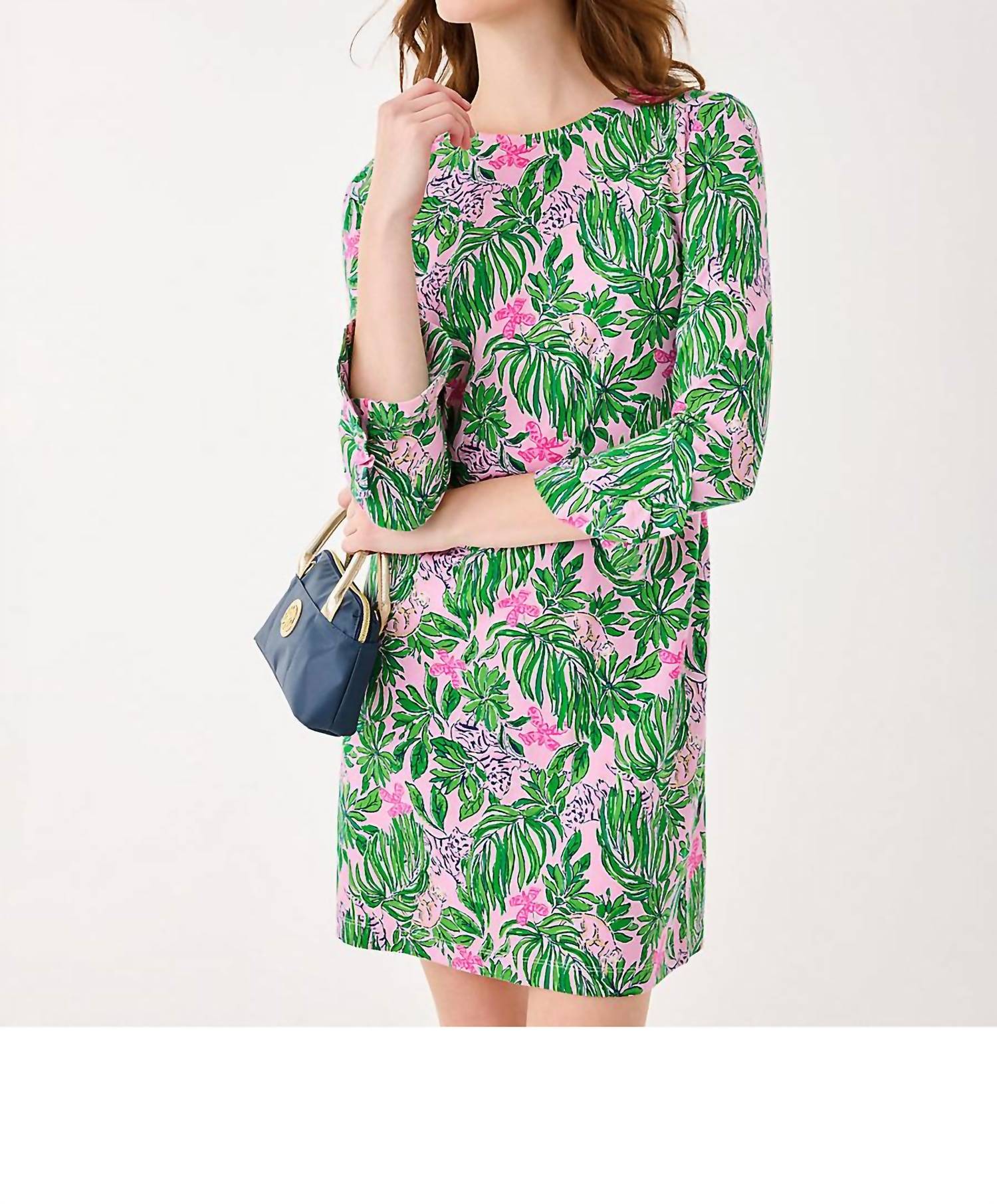 Lilly Pulitzer Nichole Dress in conch shell pink roaring with joy - women's dress - alternate view