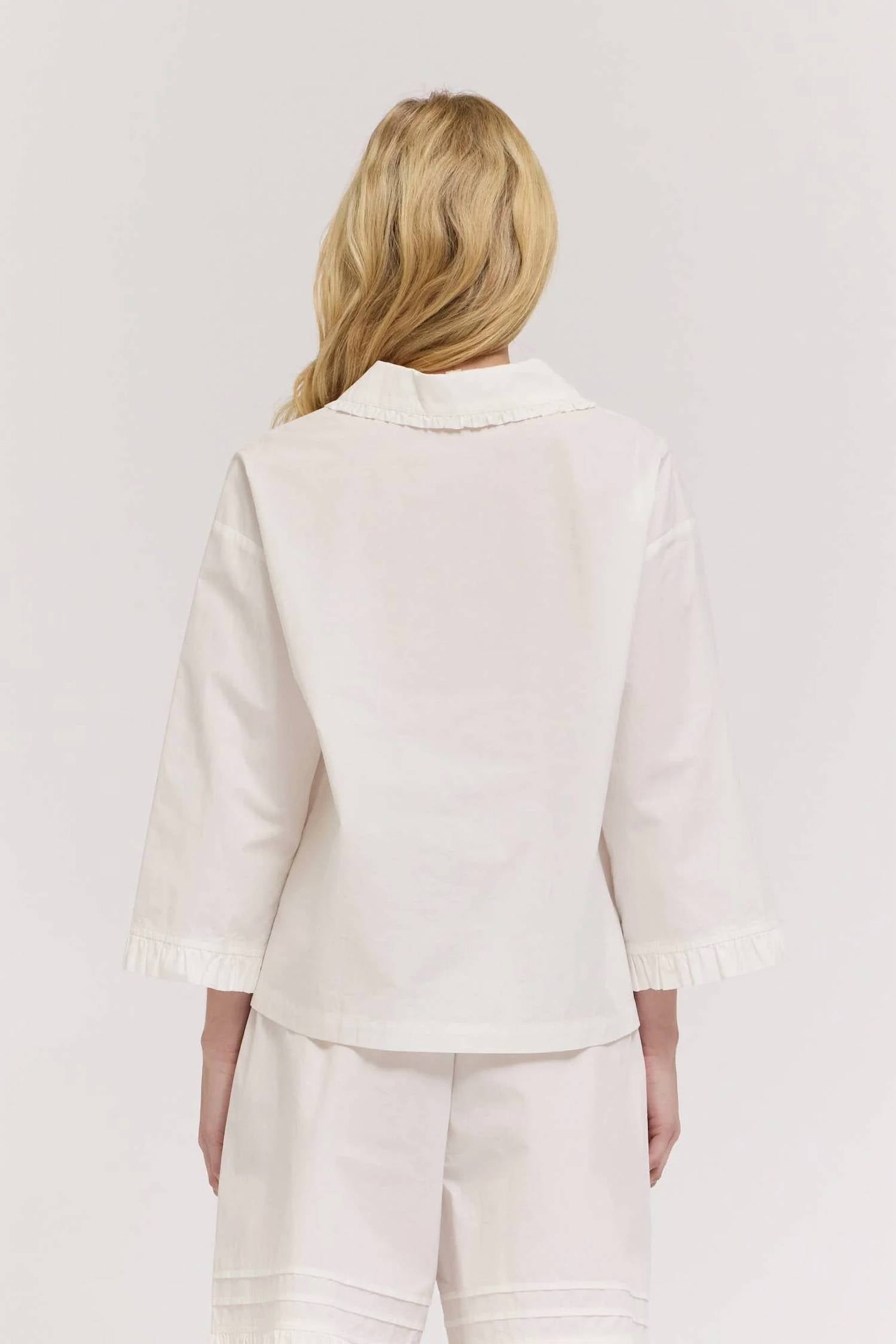 Grade & Gather - Ruffle Detail Collared Blouse