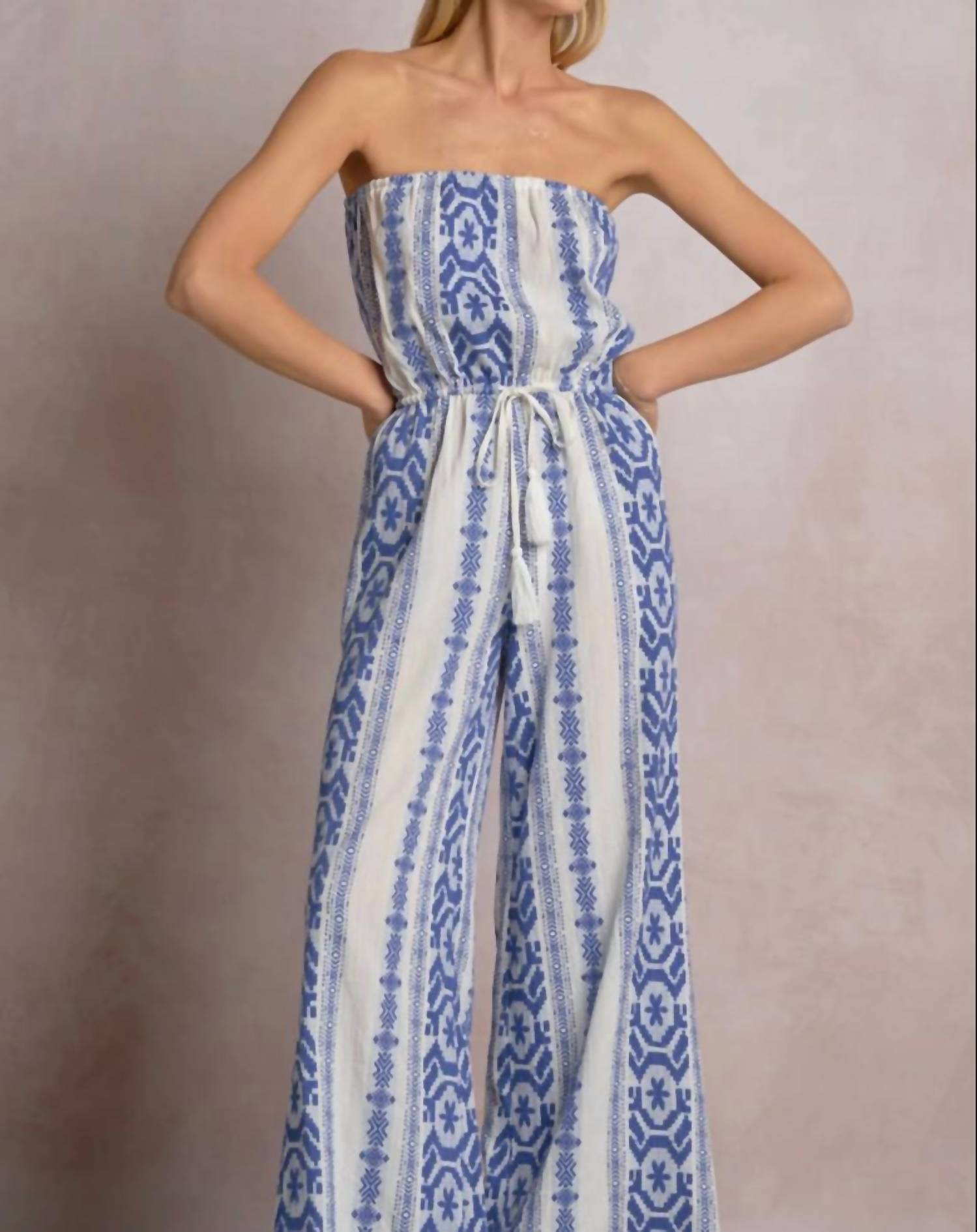 Elan - Aztec Strapless Jumpsuit