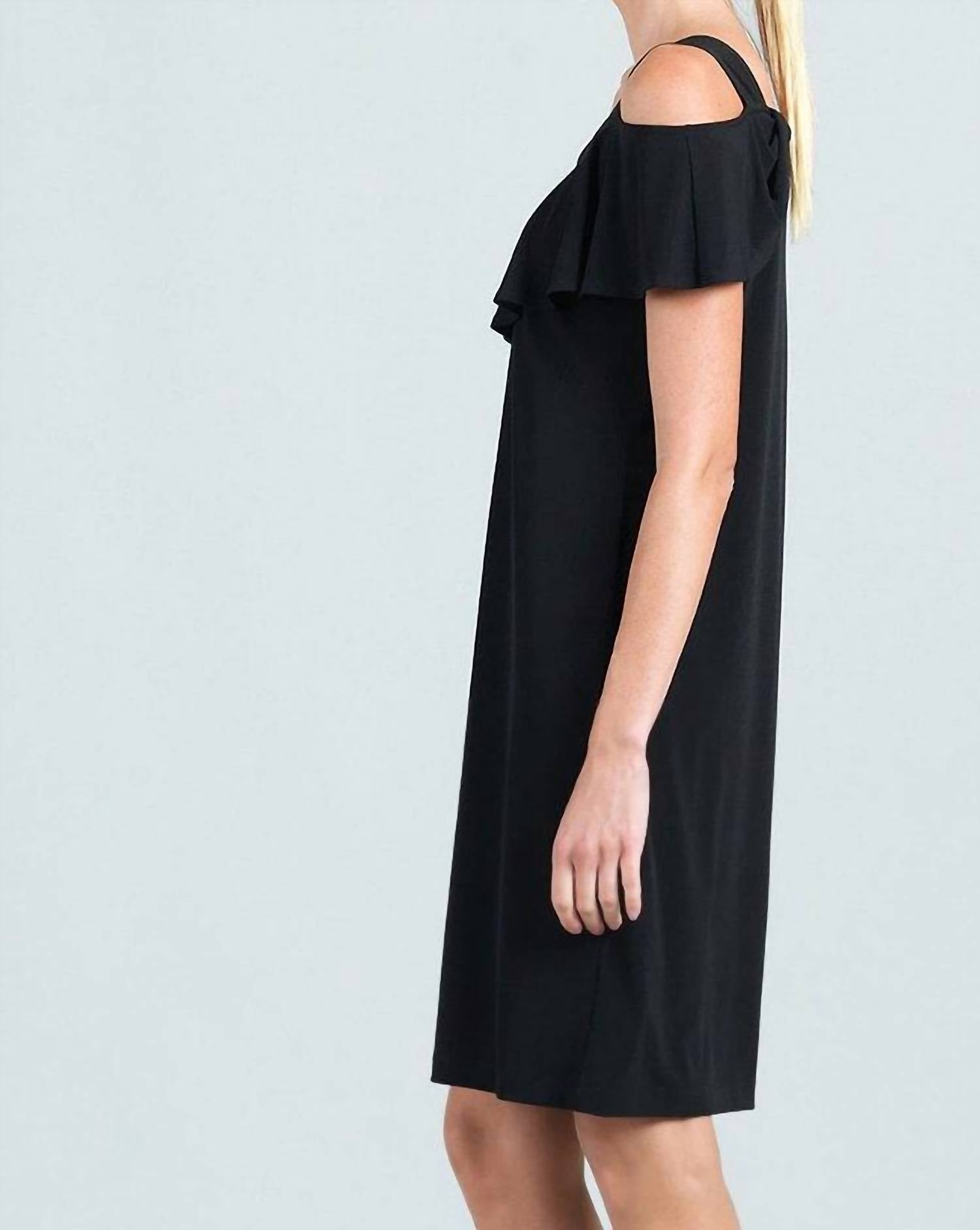 Clara Sunwoo - OPEN SHOULDER RUFFLE NECKLINE DRESS