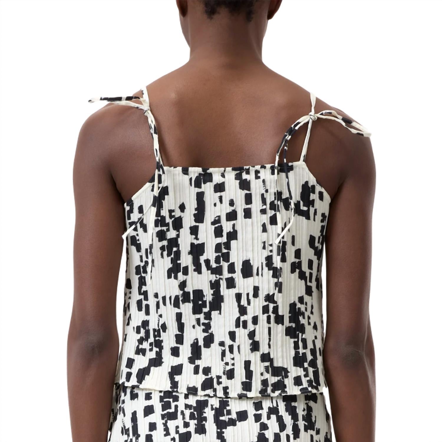 CLOSED Women's Printed Tank Top in dune beige - women's tank top - detail view