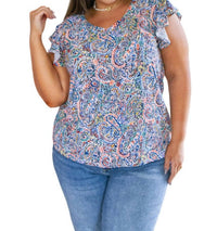 Haptics - Patient in Paisley Flutter Sleeve Top