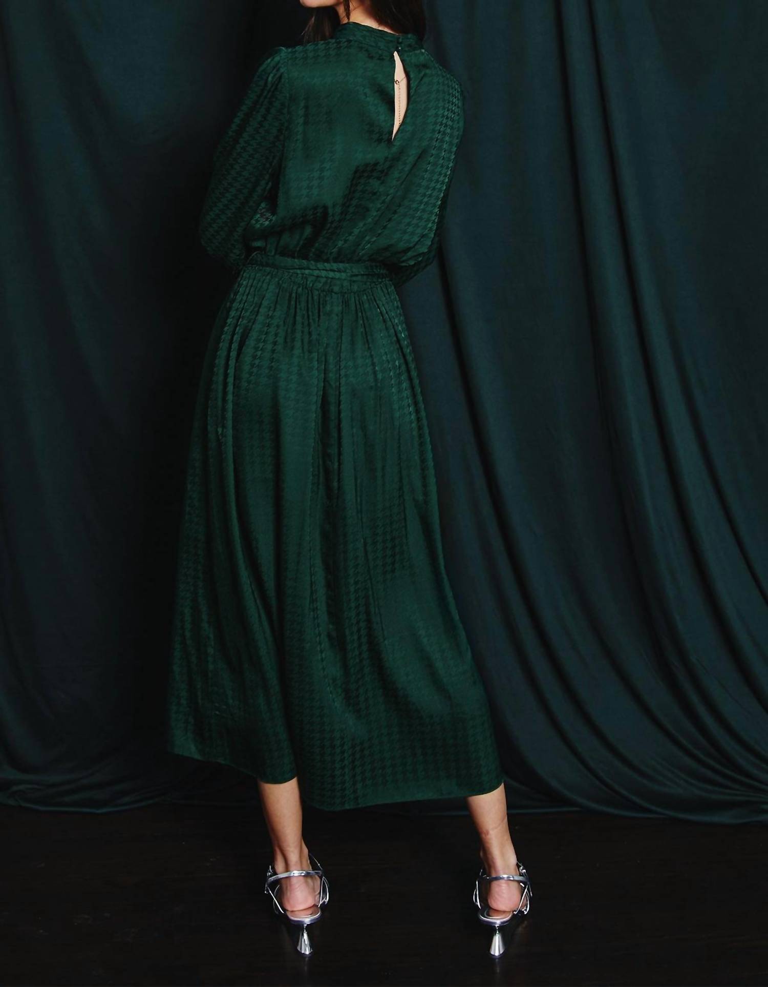 Dress Forum - Houndstooth Satin Midi Dress