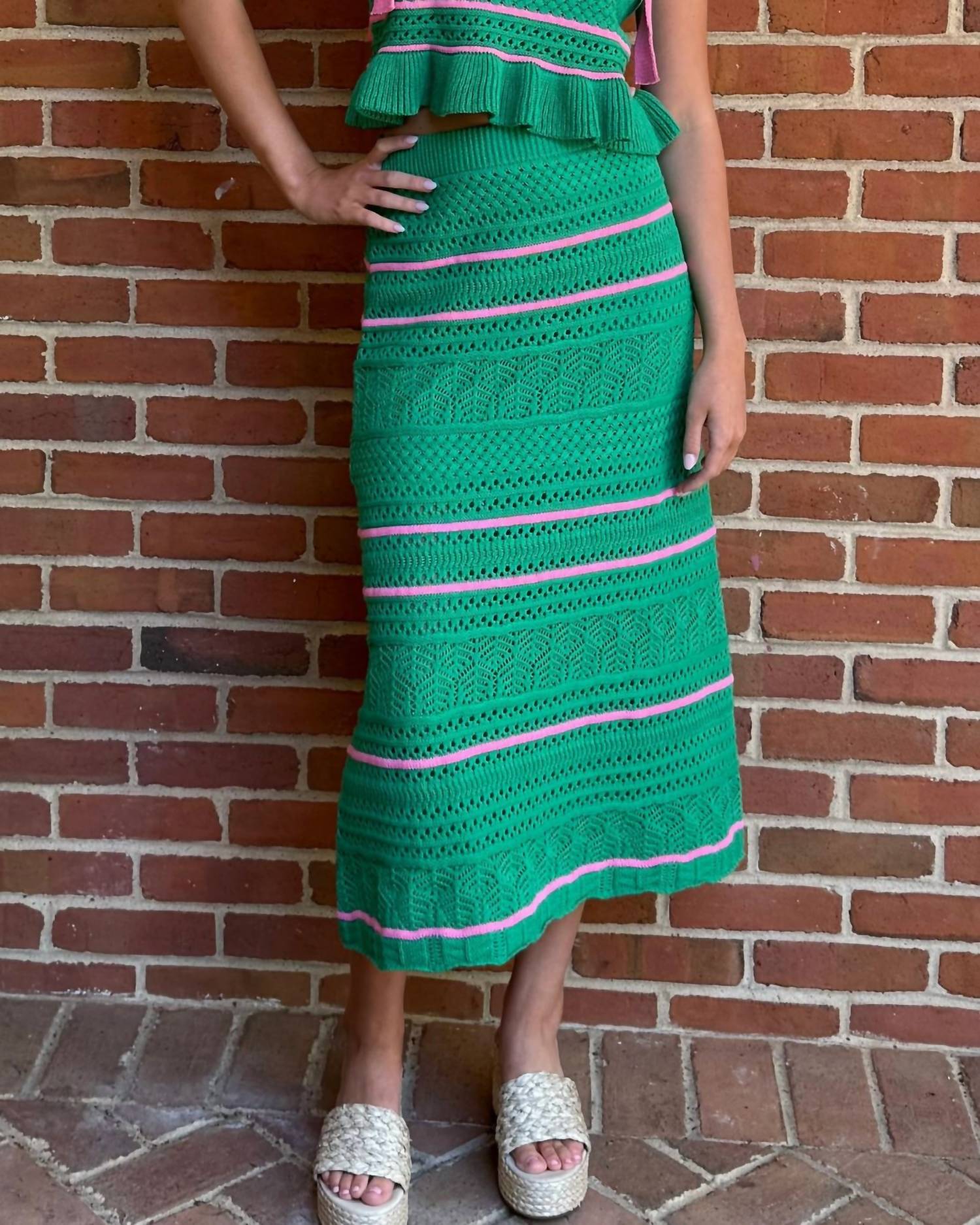 Day + Moon - Crochet Knit Sweater Midi Skirt
