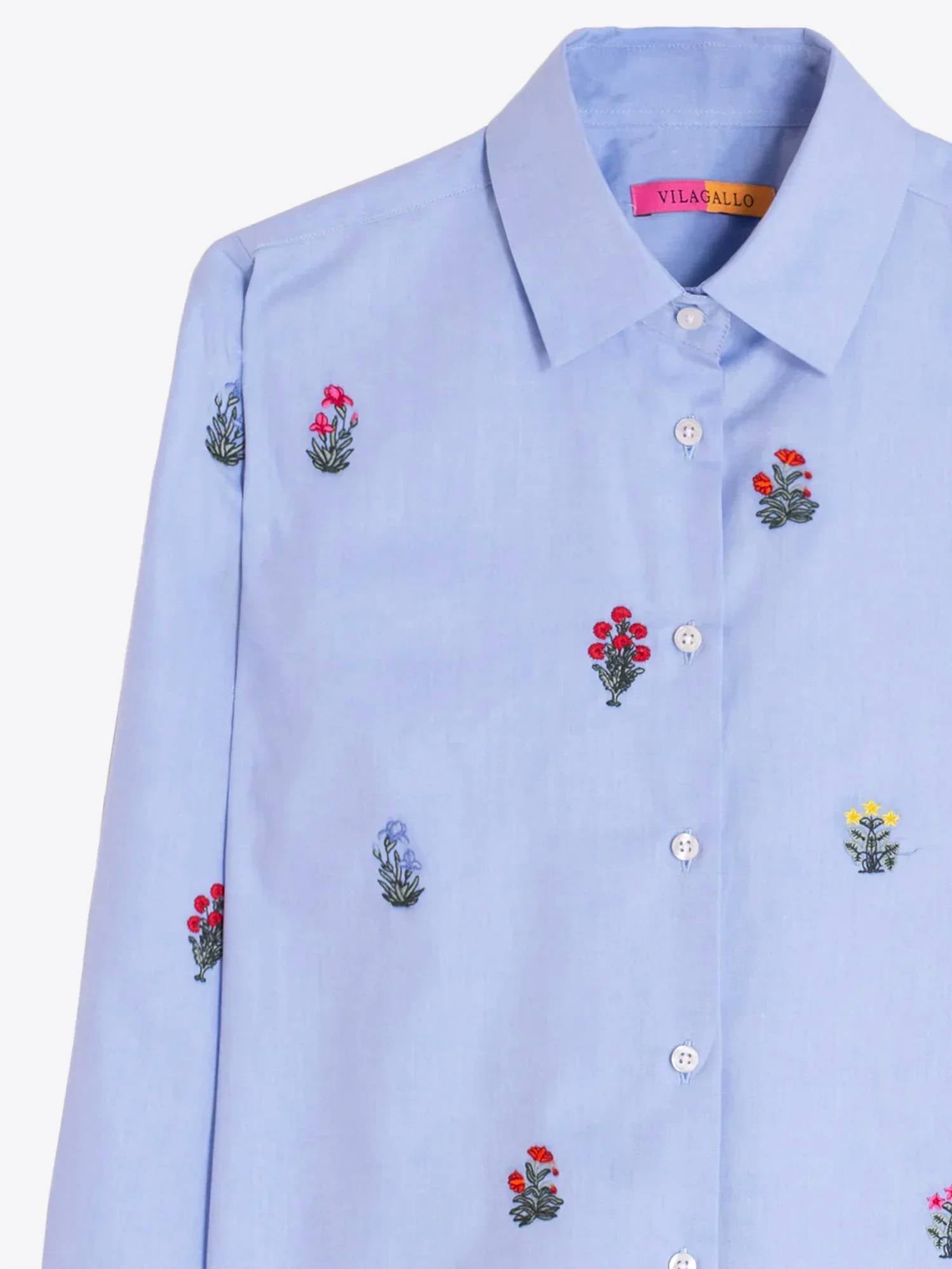 Vilagallo - Embroidered Flowers Shirt