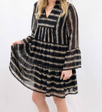 Entro - Paint Stripes and Dots Long Sleeve Dress