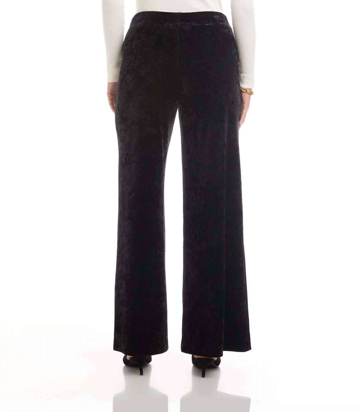 Karen Kane Crushed Velvet Wide Leg Pants in black - women's pants - view 4