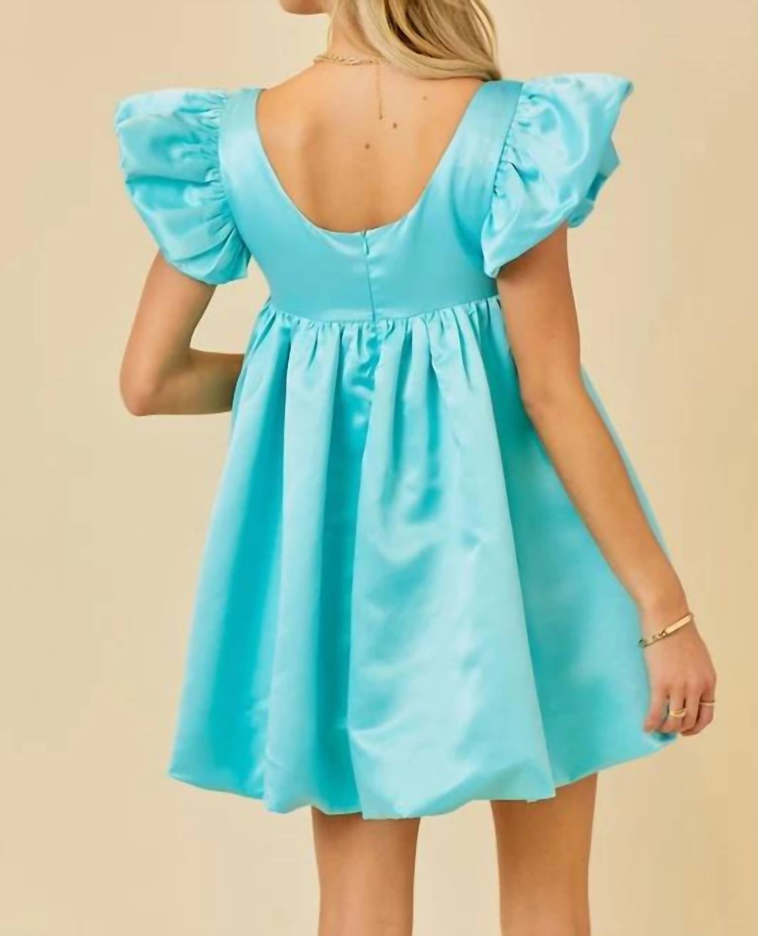 Day + Moon - Ruffle Sleeve Faille Bubble Dress
